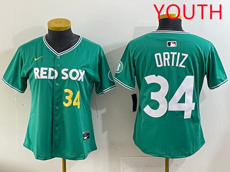 Youth 2025 Boston Red Sox #34 Ortiz Dark Green Joint Name Nike MLB Jersey style 5